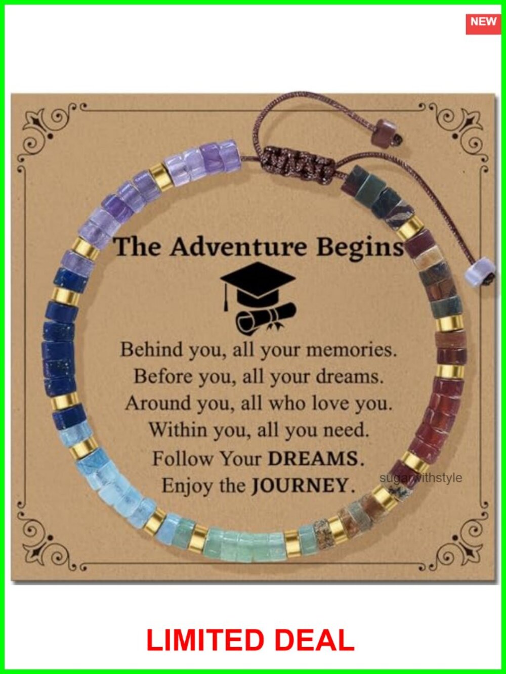 Natural Stone Chakra Bracelet Inspirational Gift for Women Get Well Soon